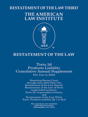 cover image of Restatement of the Law Third, Torts: Products Liability